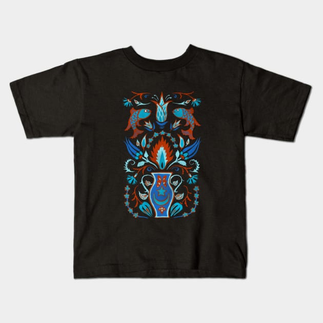 Iznik Tile Arts - Turquoise Kids T-Shirt by akaneyabushita